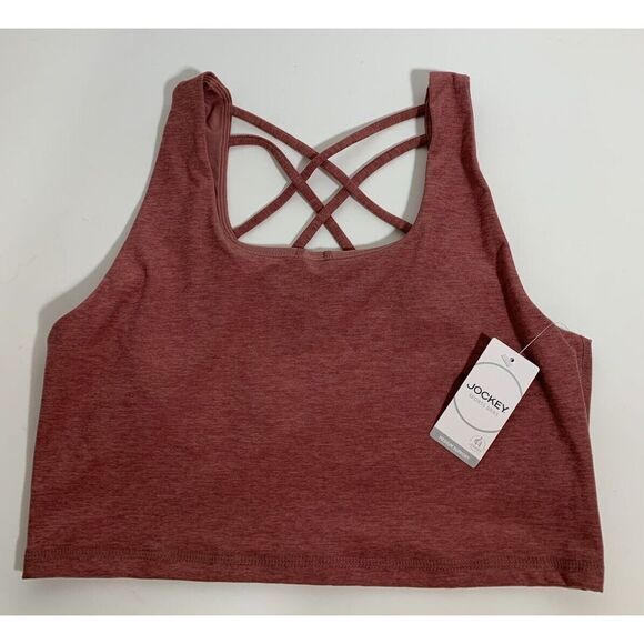 Jockey Sports Bra XL Medium Support Mesa Rose Heather‎ Moisture Wicking NEW NWT - Picture 1 of 7